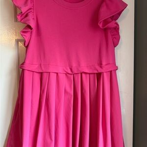 Entro Vibrant Pink Ruffle Sleeve Dress